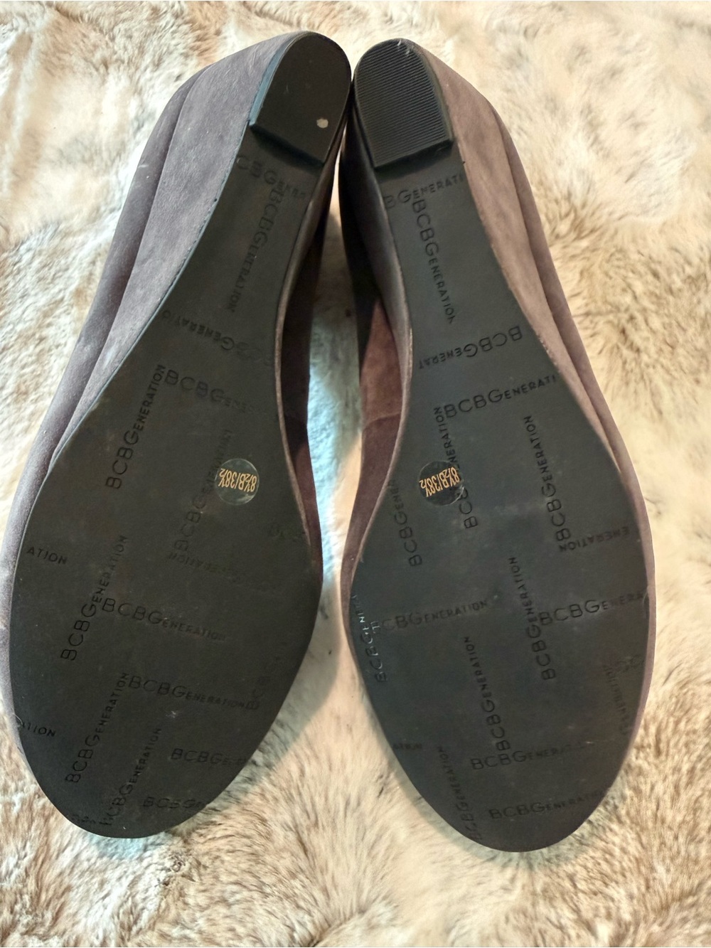 BCBG Dark Brown Suede Jeweled Wedge Pumps - Picture 7 of 7